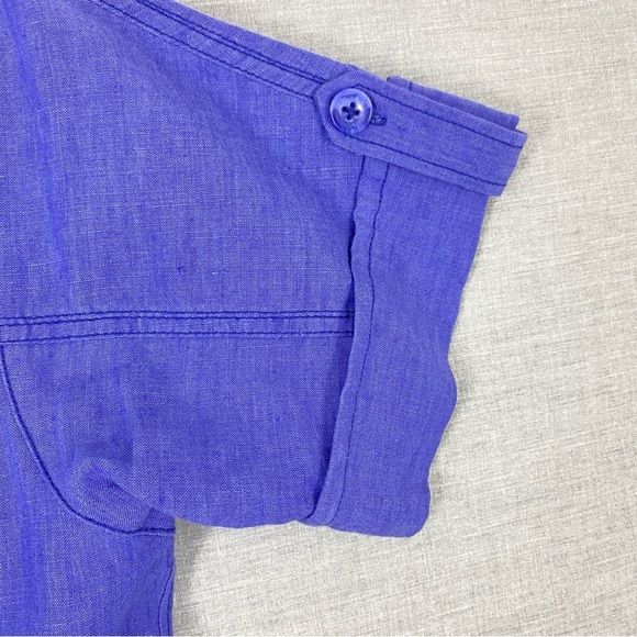 Olsen Europe Linen Shirt Purple Button Down - Picture 4 of 8
